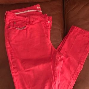 Ladies red skinny jeans
